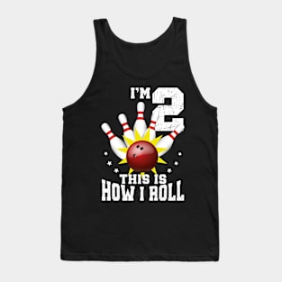 Bowling 2nd Birthday Bday Party Kids 2 years Old Bowler Tank Top
